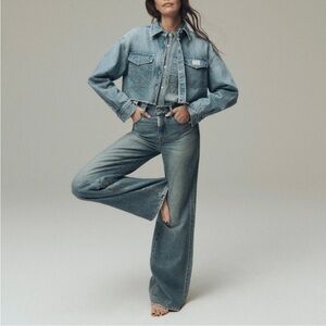 Madewell x Molly Dickson Denim Oversized Crop Shirt